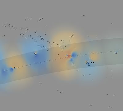 Map of the weather observed across French Polynesia during the solar eclipse of 07/11/2010