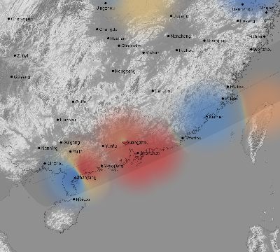Map of the weather observed across China during the solar eclipse of 05/20/2012