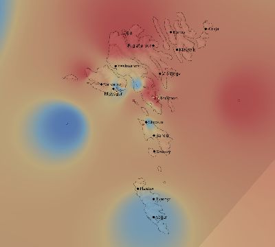 Map of the weather observed across Faroe Islands during the solar eclipse of 03/20/2015
