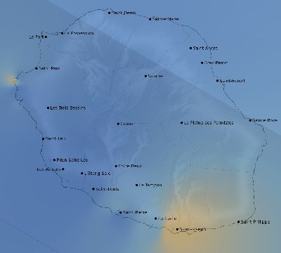 Map of the weather observed across Réunion during the solar eclipse of 09/01/2016