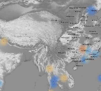 Map of the weather observed across China during the solar eclipse of 06/21/2020