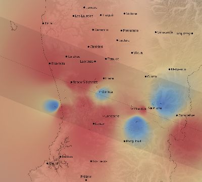 Map of the weather observed across Chile during the solar eclipse of 12/14/2020