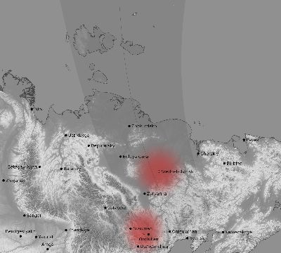 Map of the weather observed across Russia during the solar eclipse of 06/10/2021