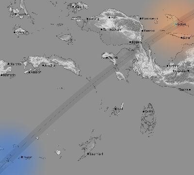 Map of the weather observed across Indonesia during the solar eclipse of 04/20/2023