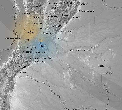 Map of the weather observed across Colombia during the solar eclipse of 10/14/2023