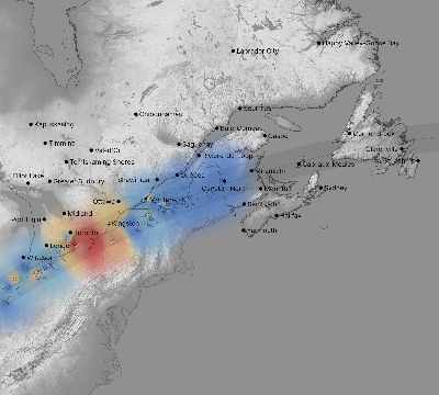 Map of the weather observed across Canada during the solar eclipse of 04/08/2024