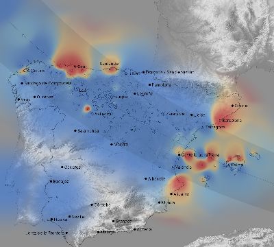 Map of the weather observed across Spain during the solar eclipse of 08/12/2026