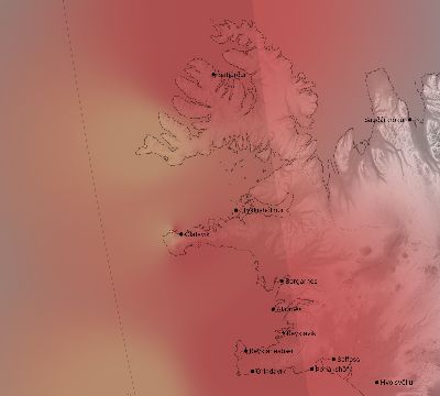 Map of the weather observed across Iceland during the solar eclipse of 08/12/2026