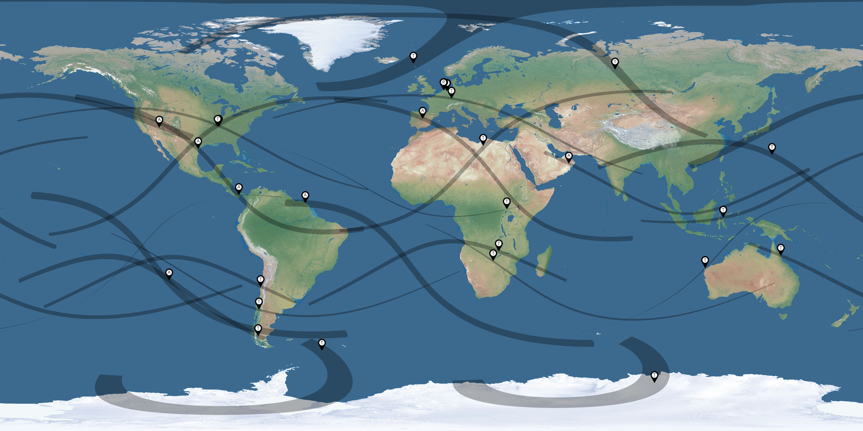 Map of the solar eclipses reported by Christiaan Klein Lebbink