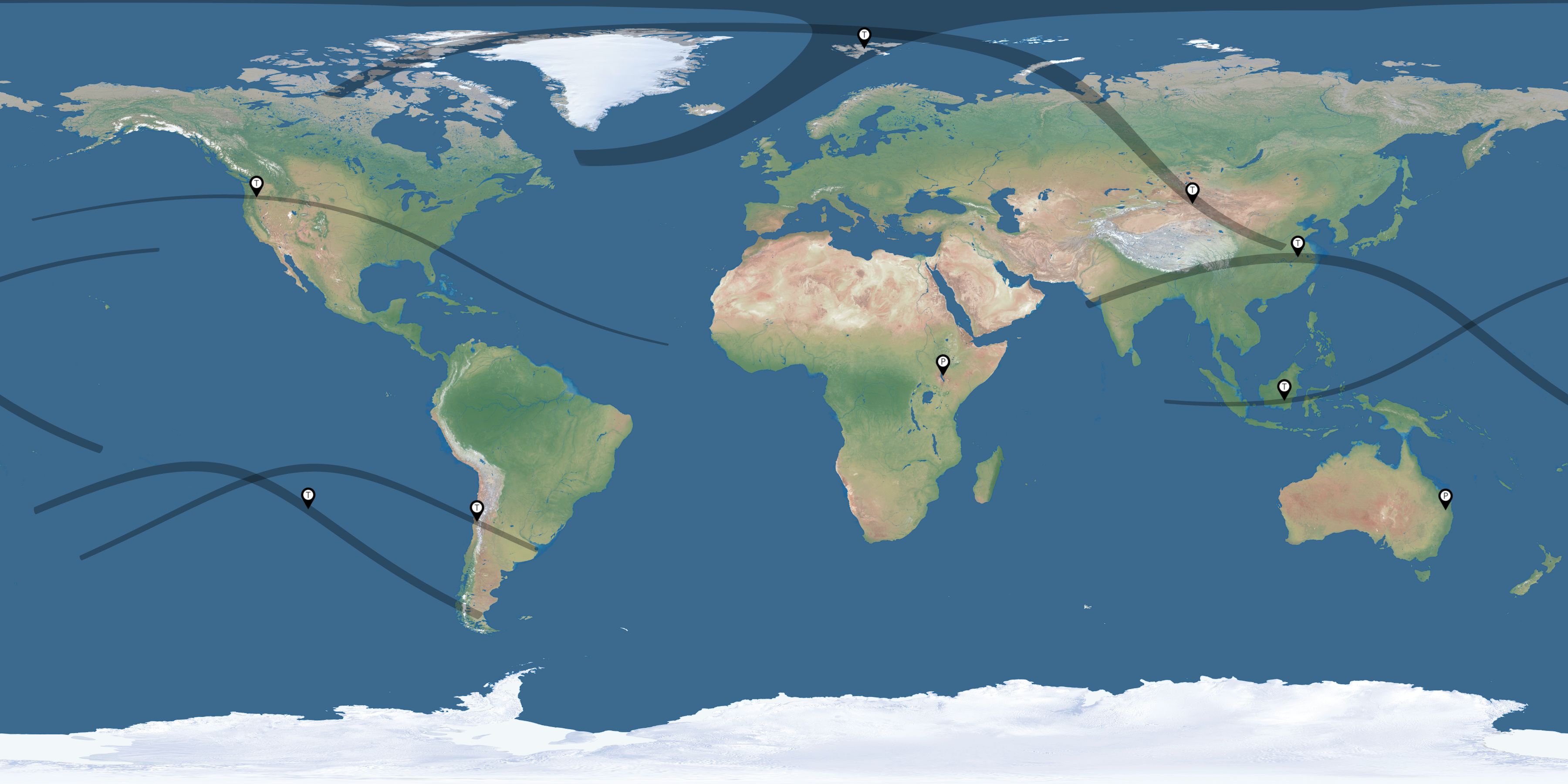 Map of the solar eclipses reported by Xuemei Li