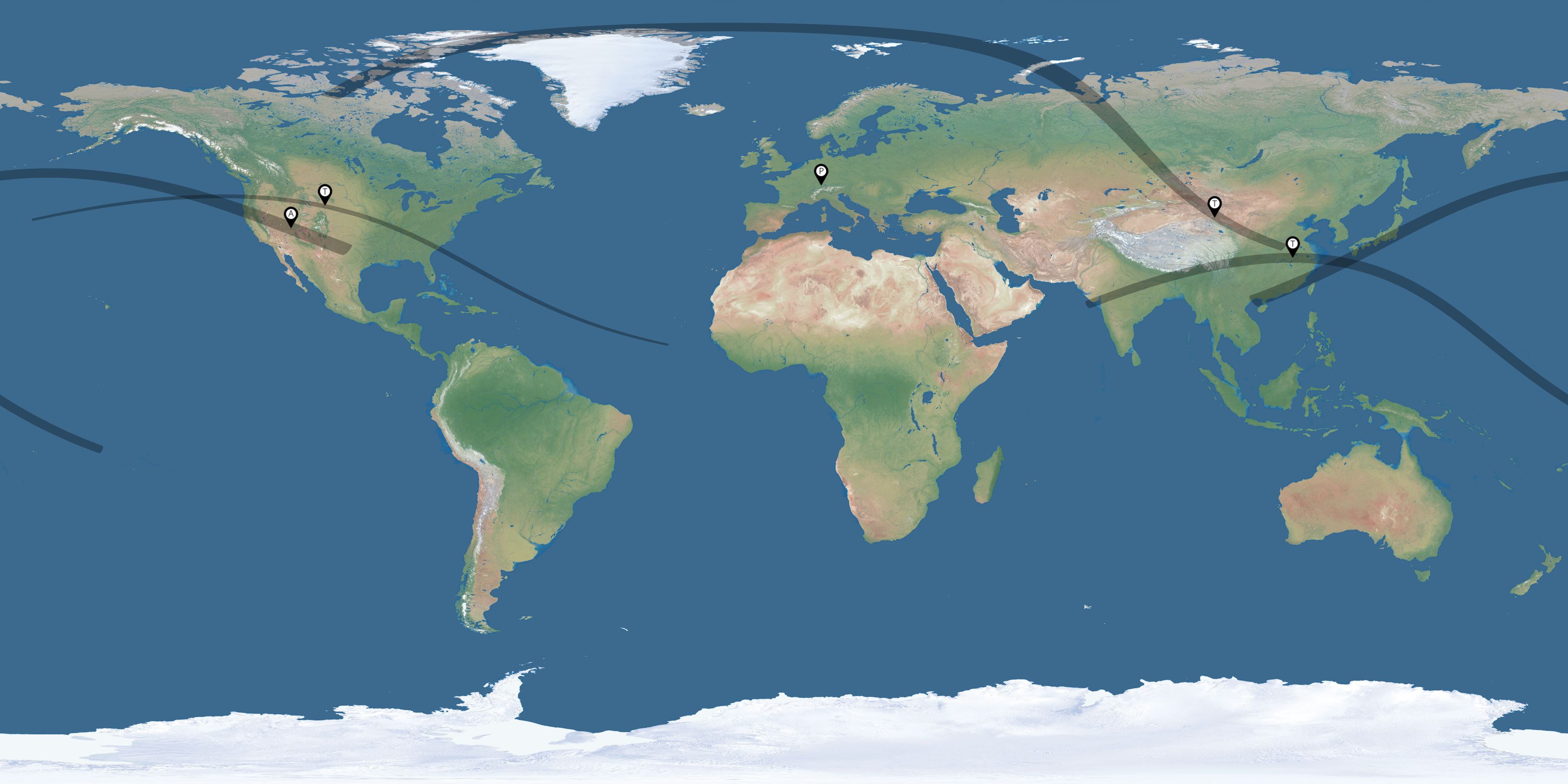 Map of the solar eclipses reported by Zhihong Tan