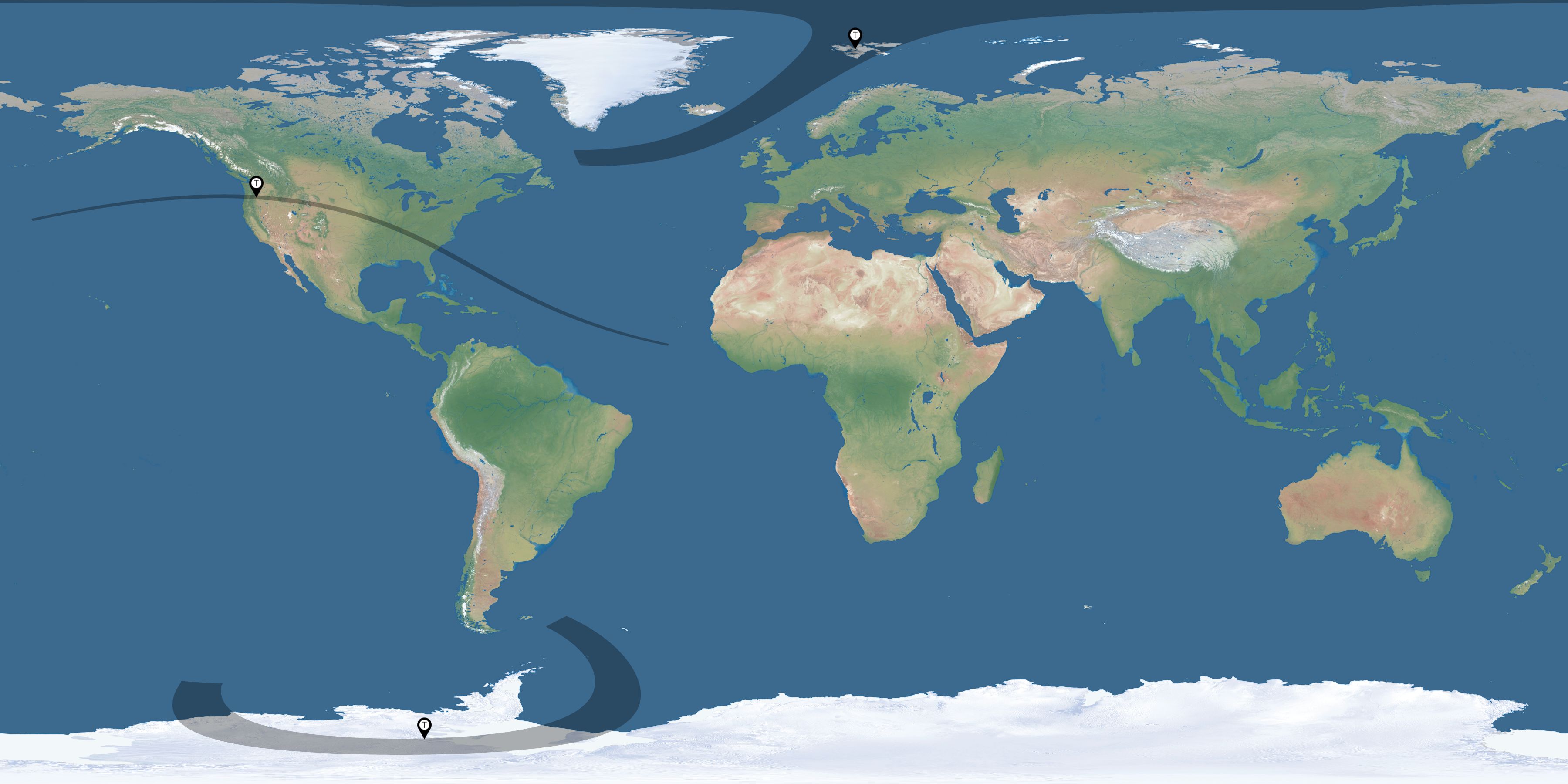 Map of the solar eclipses reported by Alexander Polenov