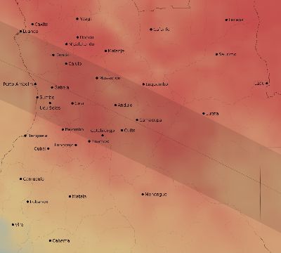 Map of the average cloud coverage across Angola for the solar eclipse of 11/22/1900
