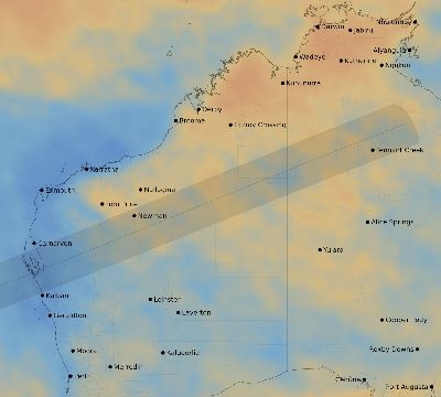 Map of the average cloud coverage across Australia for the solar eclipse of 11/22/1900