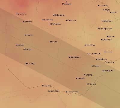 Map of the average cloud coverage across Zambia for the solar eclipse of 11/22/1900