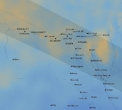 Map of the average cloud coverage across Egypt for the solar eclipse of 11/11/1901