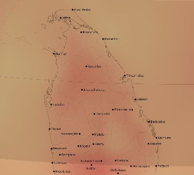 Map of the average cloud coverage across Sri Lanka for the solar eclipse of 11/11/1901