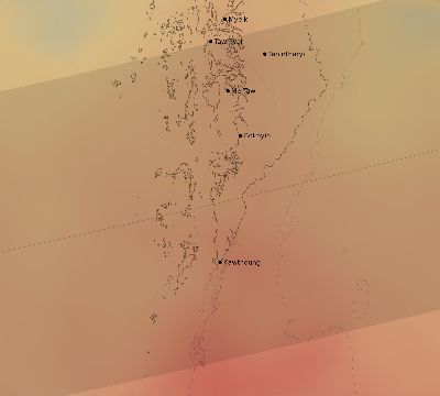 Map of the average cloud coverage across Myanmar for the solar eclipse of 11/11/1901