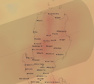 Map of the average cloud coverage across Philippines for the solar eclipse of 11/11/1901