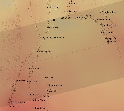 Map of the average cloud coverage across Thailand for the solar eclipse of 11/11/1901
