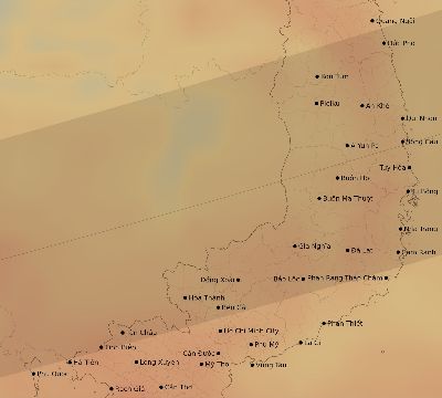 Map of the average cloud coverage across Vietnam for the solar eclipse of 11/11/1901