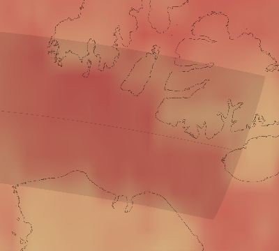 Map of the average cloud coverage across Canada for the solar eclipse of 03/29/1903