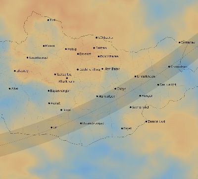 Map of the average cloud coverage across Mongolia for the solar eclipse of 03/29/1903