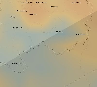 Map of the average cloud coverage across Laos for the solar eclipse of 03/17/1904