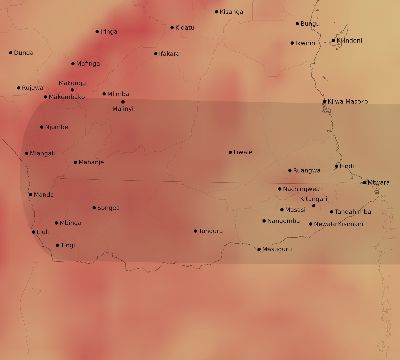 Map of the average cloud coverage across Tanzania for the solar eclipse of 03/17/1904