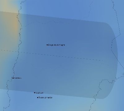 Map of the average cloud coverage across Chile for the solar eclipse of 09/09/1904