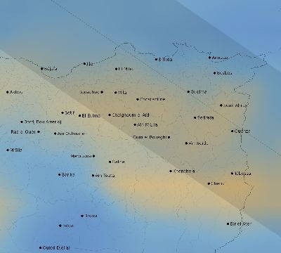 Map of the average cloud coverage across Algeria for the solar eclipse of 08/30/1905
