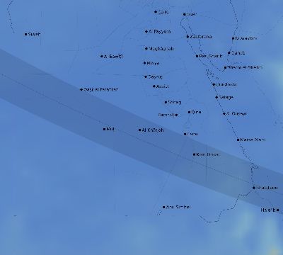 Map of the average cloud coverage across Egypt for the solar eclipse of 08/30/1905