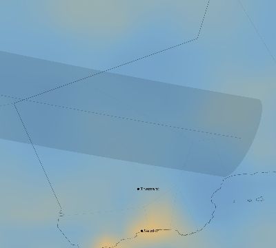 Map of the average cloud coverage across Oman for the solar eclipse of 08/30/1905
