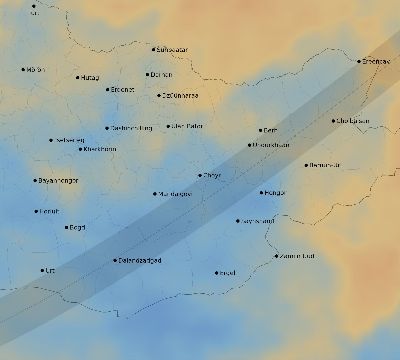 Map of the average cloud coverage across Mongolia for the solar eclipse of 01/14/1907