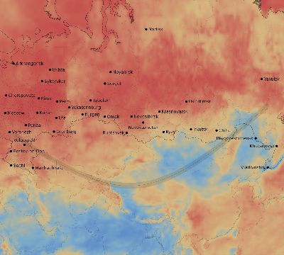 Map of the average cloud coverage across Russia for the solar eclipse of 01/14/1907