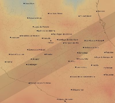 Map of the average cloud coverage across Mexico for the solar eclipse of 06/28/1908