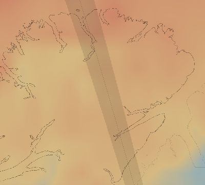 Map of the average cloud coverage across Canada for the solar eclipse of 06/17/1909