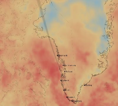 Map of the average cloud coverage across Greenland for the solar eclipse of 06/17/1909