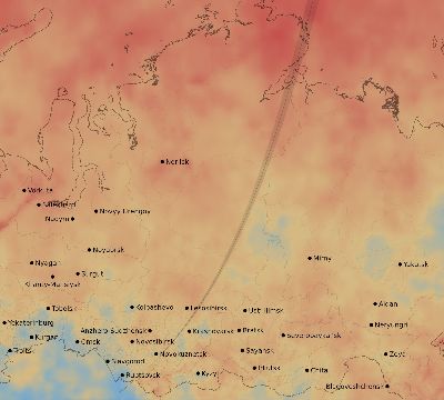 Map of the average cloud coverage across Russia for the solar eclipse of 06/17/1909