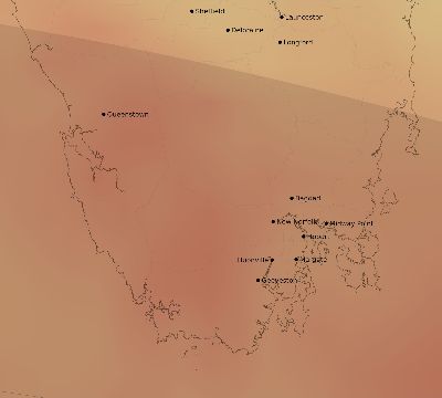 Map of the average cloud coverage across Australia for the solar eclipse of 05/09/1910