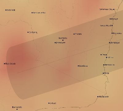 Map of the average cloud coverage across Australia for the solar eclipse of 04/28/1911