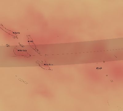 Map of the average cloud coverage across Solomon Islands for the solar eclipse of 10/22/1911