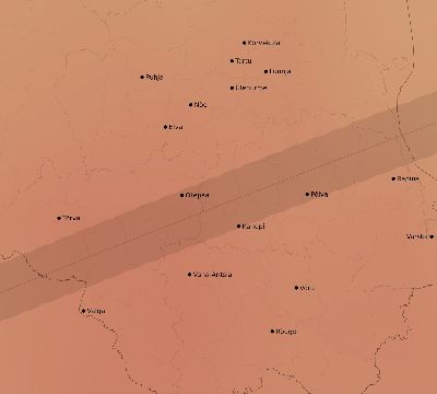 Map of the average cloud coverage across Estonia for the solar eclipse of 04/17/1912