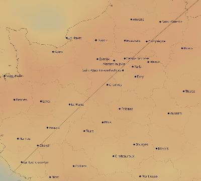 Map of the average cloud coverage across France for the solar eclipse of 04/17/1912