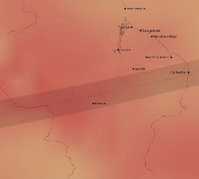 Map of the average cloud coverage across Guyana for the solar eclipse of 04/17/1912