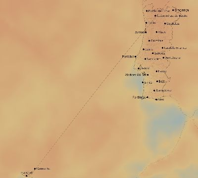 Map of the average cloud coverage across Portugal for the solar eclipse of 04/17/1912