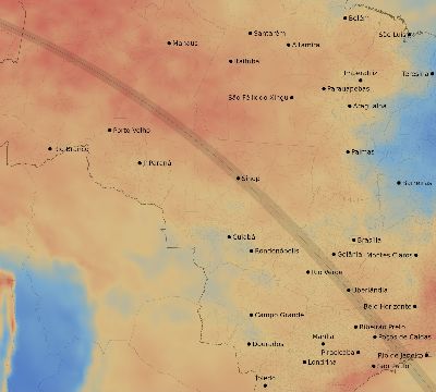Map of the average cloud coverage across Brazil for the solar eclipse of 10/10/1912