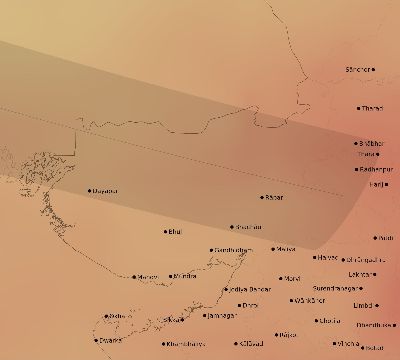 Map of the average cloud coverage across India for the solar eclipse of 08/21/1914