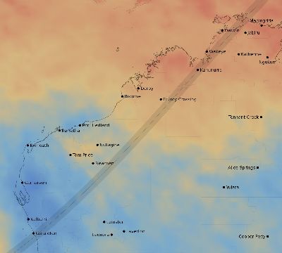 Map of the average cloud coverage across Australia for the solar eclipse of 02/14/1915