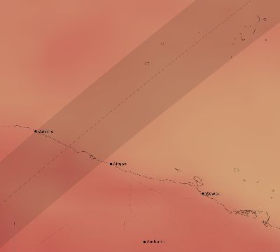 Map of the average cloud coverage across Papua New Guinea for the solar eclipse of 02/14/1915